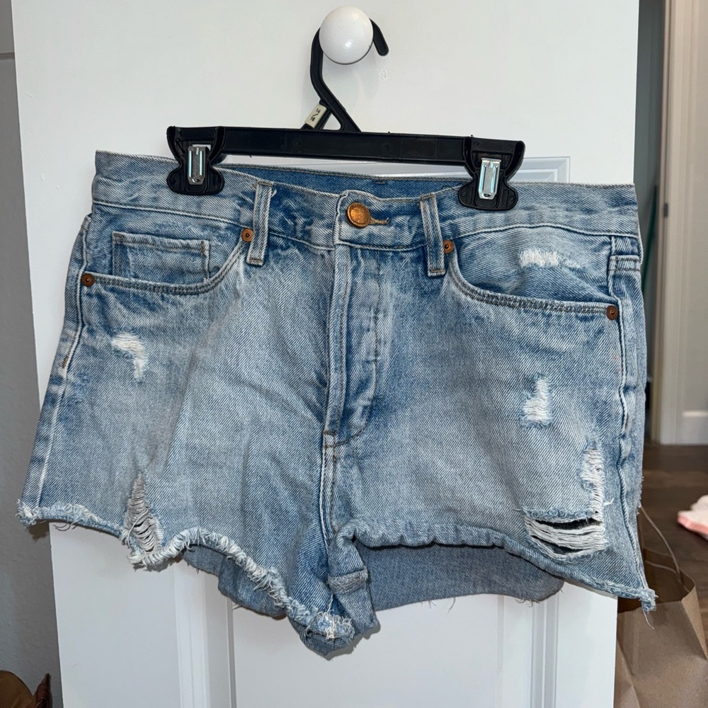 Ripped jean shorts